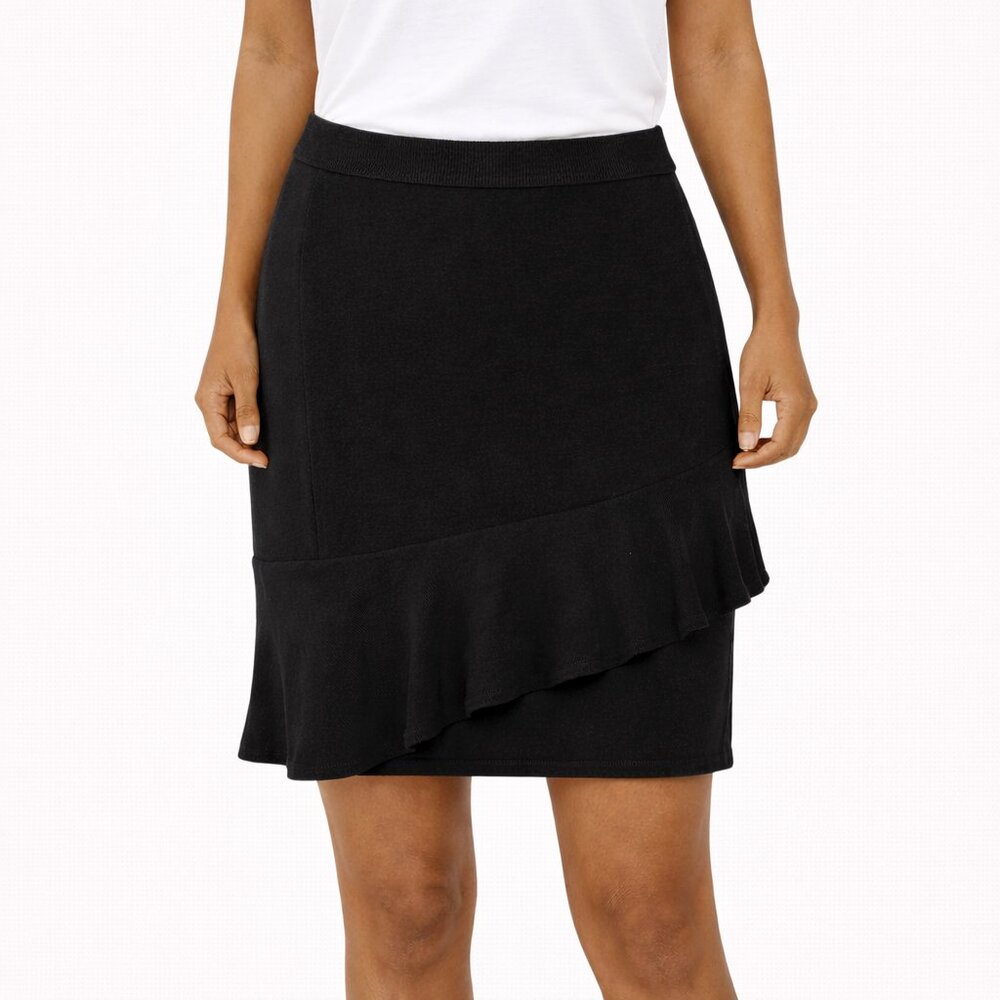 Sandro Black Cotton Ruffle Knit Skirt Fall Party Gift Spring Summer Stretch